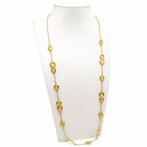 Kate Spade Gold Tone Citrine Yellow Dangling Station Strand Long Necklace